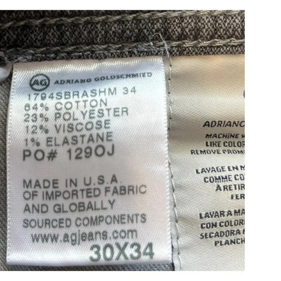 Adriano Goldschied Mens 30X34 Dark Gray The Everett Slim Straight Jean FLAWS - Picture 9 of 14